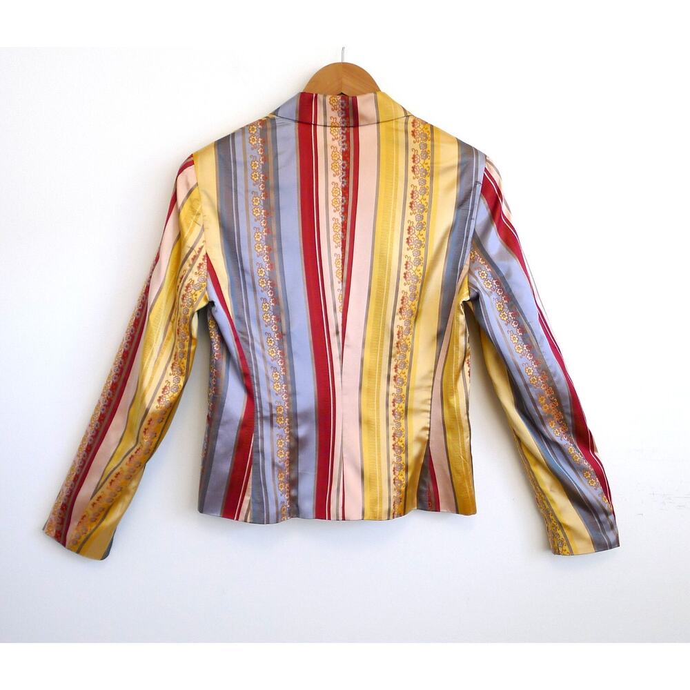 ESCADA SPORT Silk Satin Floral Stripe 2-Button Jacket Blazer YOOX 36 6 $1850 - Picture 8 of 14